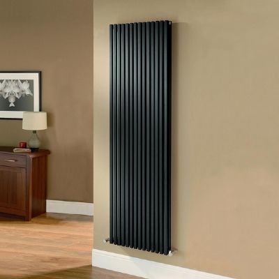 ULTRAHEAT KLON METALLIC BLACK H1800mm x W383mm MINIMALIST VERTICAL DOUBLE 'D' TUBE RADIATOR, KD1810B ULTRAHEAT KLON METALLIC BLACK H1800mm x W383mm MINIMALIST VERTICAL DOUBLE 'D' TUBE RADIATOR, KD1810B